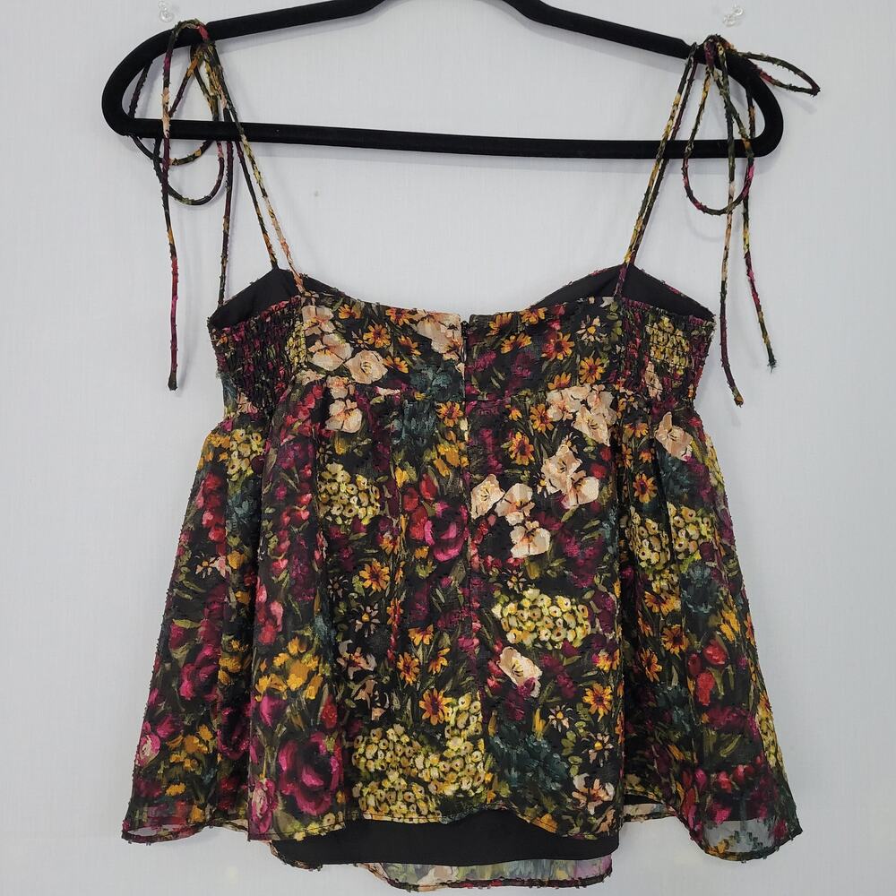 Amanda Uprichard Cece Babydoll Top size XS Dark Floral Sweetheart Coquette Fairy - Picture 7 of 8
